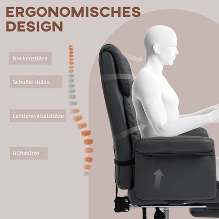 Ergonomischer Bürostuhl, höhenverstellbar 48-56 cm, neigbare Rückenlehne, Fußstütze, schwarz