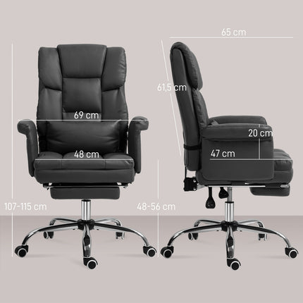 Ergonomischer Bürostuhl, höhenverstellbar 48-56 cm, neigbare Rückenlehne, Fußstütze, schwarz