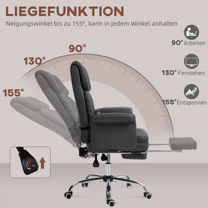 Ergonomischer Bürostuhl, höhenverstellbar 48-56 cm, neigbare Rückenlehne, Fußstütze, schwarz