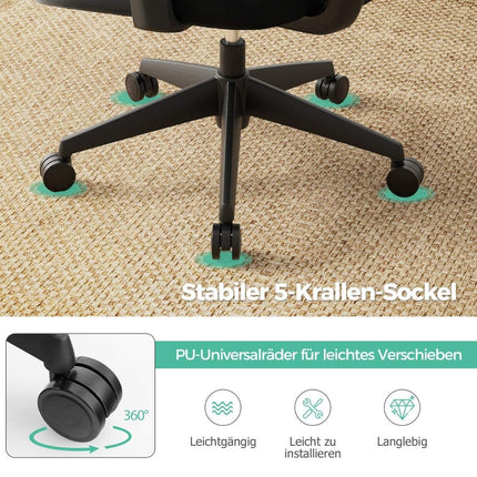 Ergonomic office chair with N-shaped lumbar support Swivel desk chair Black