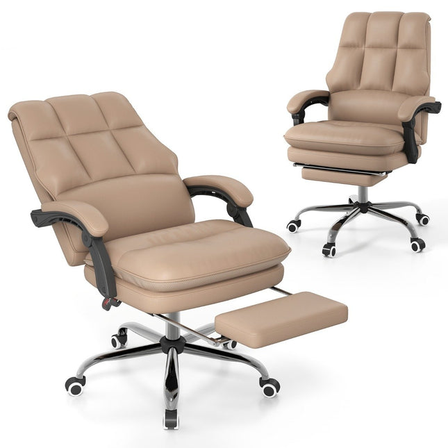 Ergonomischer Bürostuhl mit ausziehbarer Fußstütze Chefsessel Schreibtischstuhl Kaffee