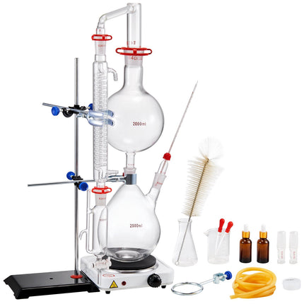 Essential Oil Distillation Kit, 2000ml, 24/40, 28-Piece