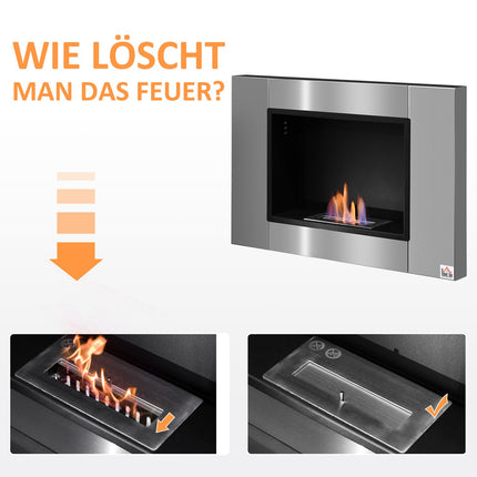 Bioethanol-Kamin, 1,5 L, rauchfrei, Edelstahl