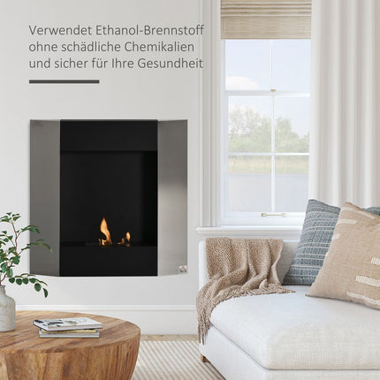 Wandmontierter Bioethanol-Ofen - Stahl, rauchfrei