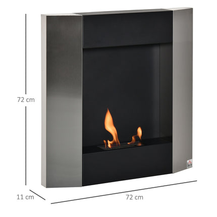 Wandmontierter Bioethanol-Ofen - Stahl, rauchfrei