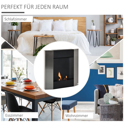 Wandmontierter Bioethanol-Ofen - Stahl, rauchfrei