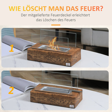Ethanol-Tischkamin – 0,15 l, 45 Min., gehärtetes Glas