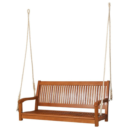 Eukalyptus-Hollywoodschaukel mit 2 stabilen Juteseilen, 126 cm