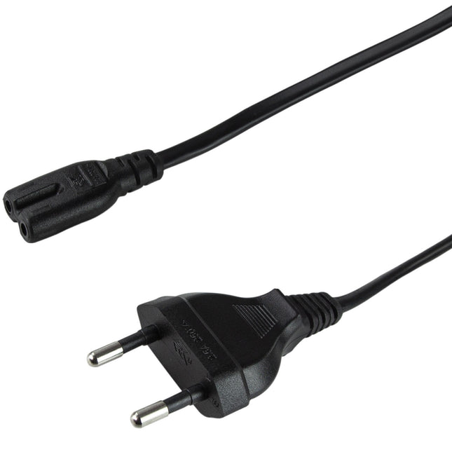 Euro-Netzkabel auf C7, 5m, Schwarz