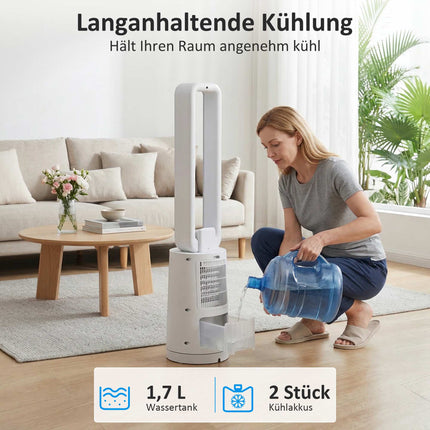 Evaporative Air Cooler with Remote, 15-Hour Timer, White