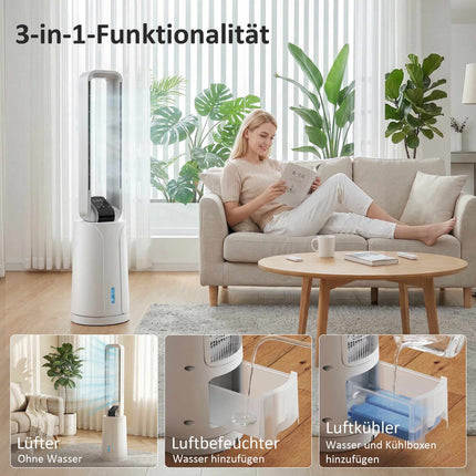 Evaporative Air Cooler with Remote, 15-Hour Timer, White