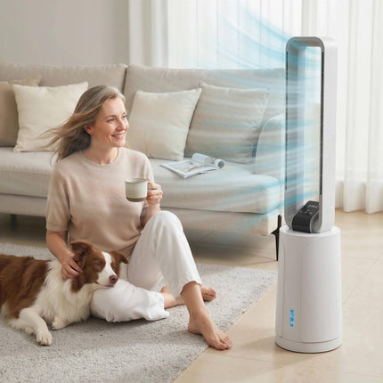 Evaporative Air Cooler with Remote, 15-Hour Timer, White