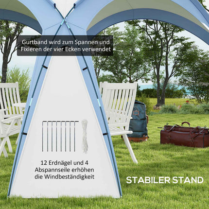 Pavillon 3,5x3,5 m mit Hakentür, Wasserabweisend, Blau