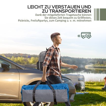 Pavillon 3,5x3,5 m mit Hakentür, Wasserabweisend, Blau