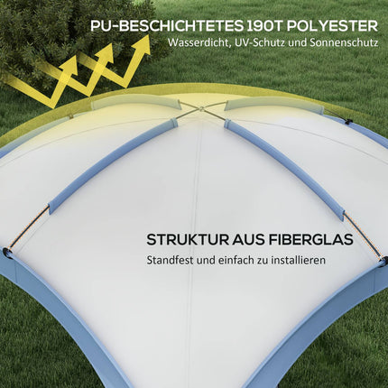 Pavillon 3,5x3,5 m mit Hakentür, Wasserabweisend, Blau