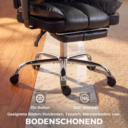 Executive Office Chair, Black Faux Leather, Reclines to 135