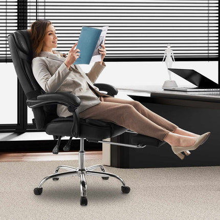 Executive Office Chair, High Back, Footrest, 135 Recline