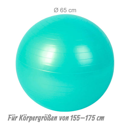 Exercise Ball 65 cm with Stand, Resistance Bands and Pump, Turquoise