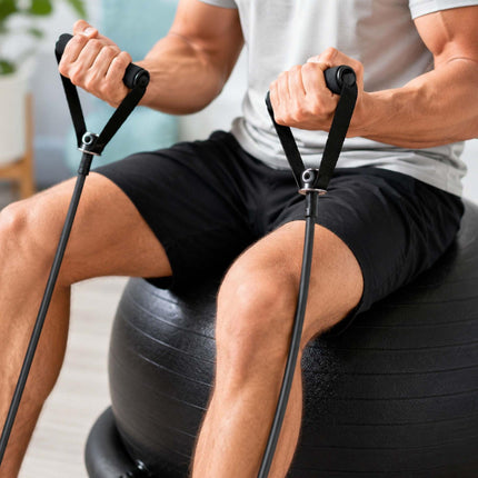 Exercise Ball 65 cm with Stand, Resistance Bands and Pump, Turquoise
