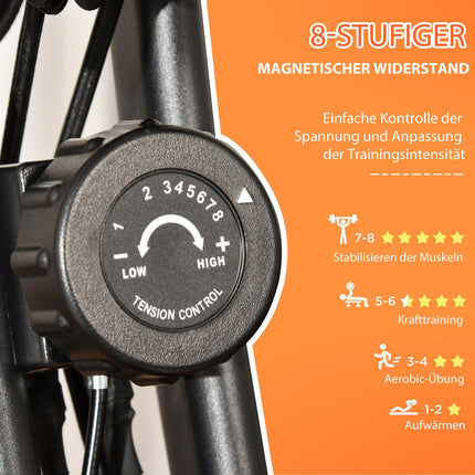 Klappbares Heimtrainerfahrrad mit LCD-Bildschirm und 8 Widerstandsstufen