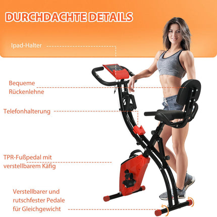 Klappbares Heimtrainerfahrrad mit LCD-Bildschirm und 8 Widerstandsstufen