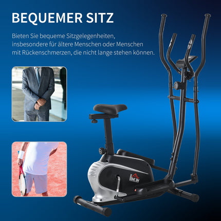 Crosstrainer, LCD-Display, verstellbarer Sitz, 8 Stufen