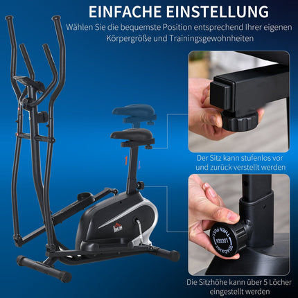 Crosstrainer, LCD-Display, verstellbarer Sitz, 8 Stufen