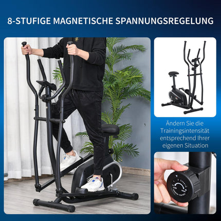 Crosstrainer, LCD-Display, verstellbarer Sitz, 8 Stufen