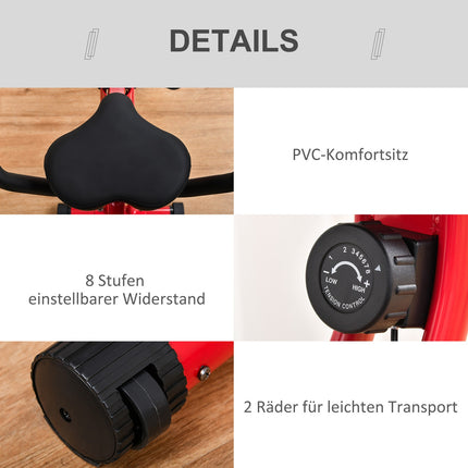 Heimtrainer, 1,5 kg Schwungmasse, 8-facher Widerstand, rot/schwarz