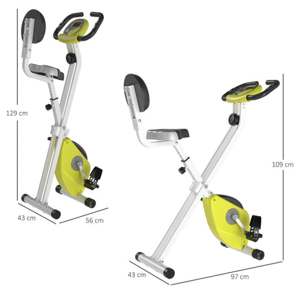 Vélo d'appartement F-Bike avec résistance magnétique réglable sur 8 niveaux, hauteur réglable, acier jaune et blanc, 43 x 97 x 109 cm