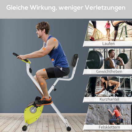 Vélo d'appartement F-Bike avec résistance magnétique réglable sur 8 niveaux, hauteur réglable, acier jaune et blanc, 43 x 97 x 109 cm