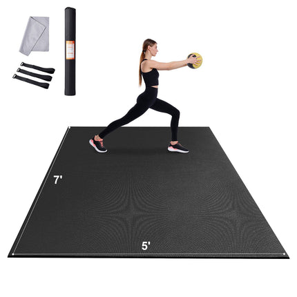 Exercise Mat 7x5 Ft, Non-Slip PVC, Carry Bag