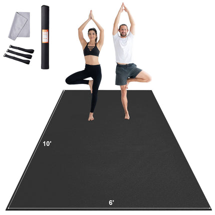 Exercise Mat, Non-Slip PVC, 10x6 ft, 7mm Thick