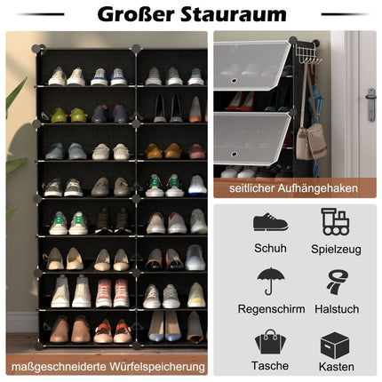Erweiterbarer Schuhschrank mit 12 Fächern und Seitenhaken