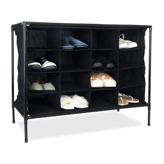 Expandable Camping Shoe Rack, Holds 16 Pairs