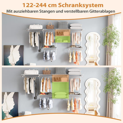 Expandable Closet Organizer System, 122-244 cm, White
