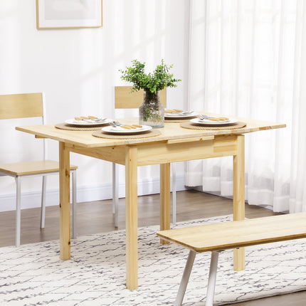 Klappbarer Holztisch für 2-4 Personen, Naturfinish, 120x80x75cm