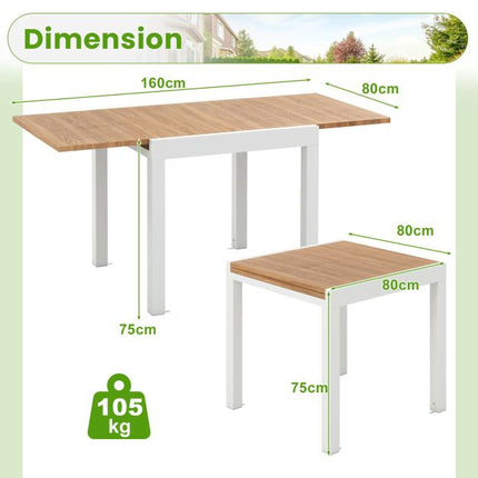 Ausziehbarer Gartentisch, Aluminium, für 4–6 Personen