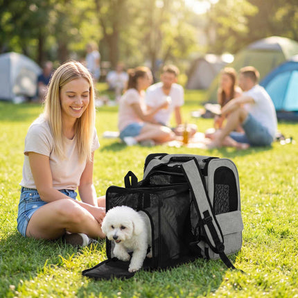 Expandable Pet Carrier Backpack, 5 Pockets, Up to 10 kg