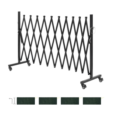 Expandable Safety Barrier 11 Ft, Folding, Locking Casters