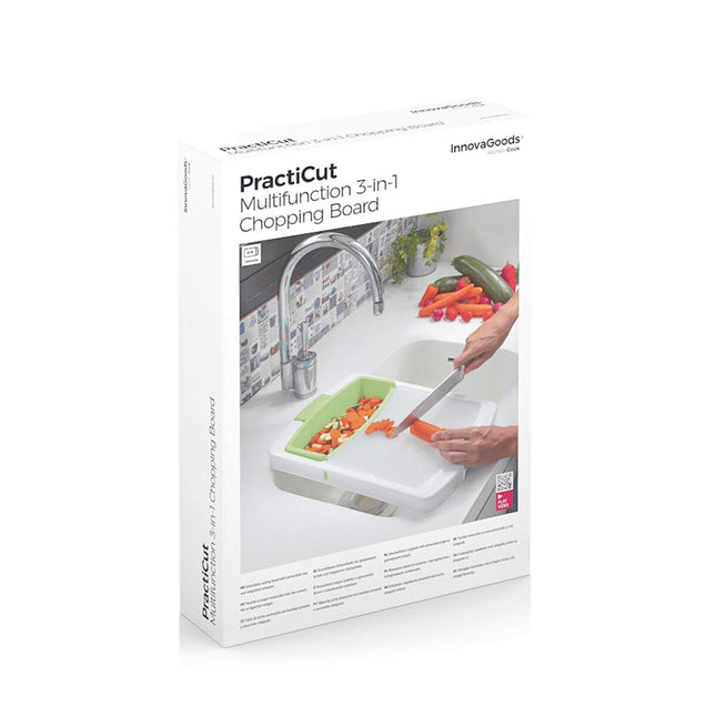 Ausziehbares 3-in-1-Schneidebrett mit Tablett, Behälter und Abtropffläche PractiCut InnovaGoods