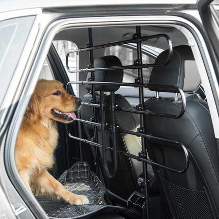 Extendable Car Dog Guard with Adjustable Bars, Width 87-135 cm, Black