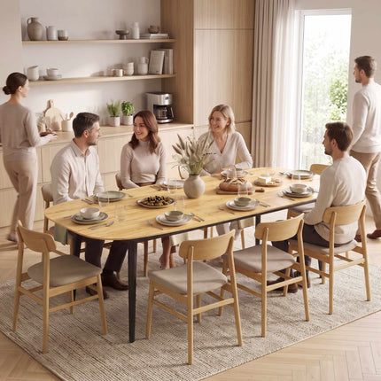 Extendable Dining Table 160–200 cm for 6–8 People, Oak Look, Black Legs