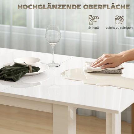 Extendable Dining Table, High Gloss, Seats 4-6, MDF