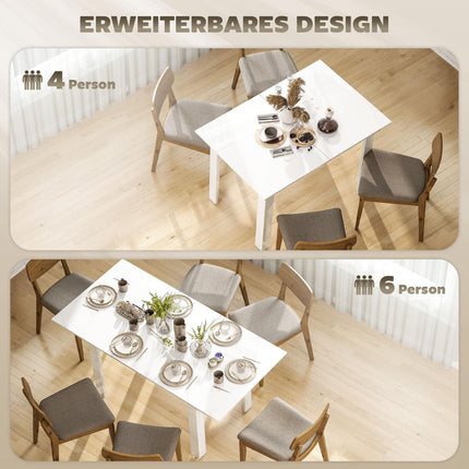 Extendable Dining Table, High Gloss, Seats 4-6, MDF