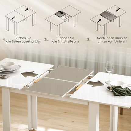 Extendable Dining Table, High Gloss, Seats 4-6, MDF