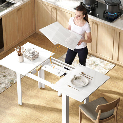 Extendable Dining Table, High Gloss, Seats 4-6, MDF