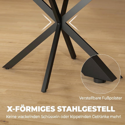 Extendable Dining Table, Industrial Style, Black MDF