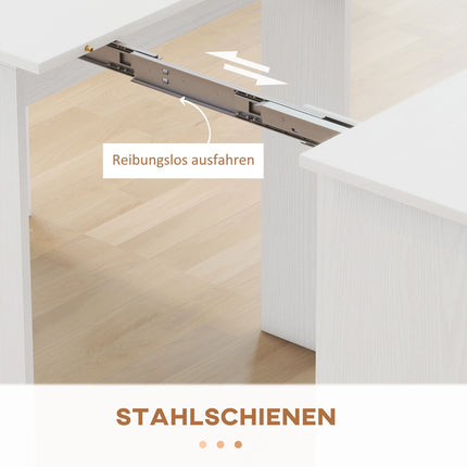 Ausziehbarer Esstisch, Weiß, 60-180 x 85 x 75 cm