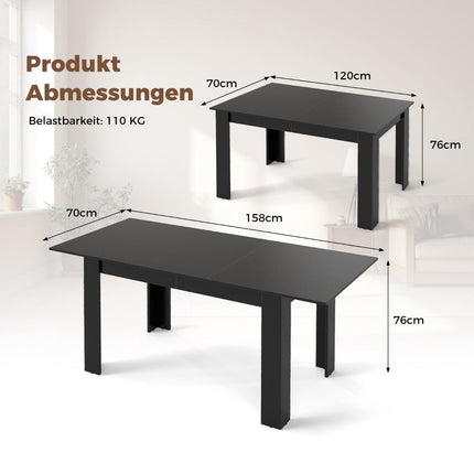 Extendable Dining Table for 4-6, 120-158 cm, 110 kg Capacity